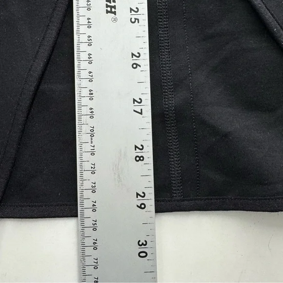 Spanx Black Asymmetrical Draped Jacket XS Faux Leather Sleeve Moto Chic Edgy - Picture 8 of 13